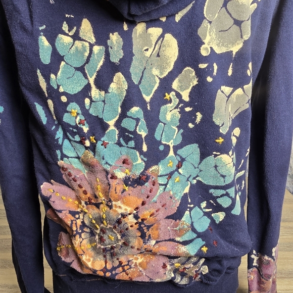 Miss Me Women's Embellished Hoodie – Boho Floral Zip-Up, Size L - Picture 6 of 6